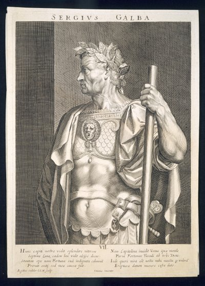 Sergius Galba Emperor of Rome 68 AD Engraved by Aegidius Sadeler by Tiziano Vecelli